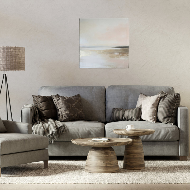 Toile «Mute Landscape Hidden Coast», conception par Petal Prints Design, H 17 po x l 17 po