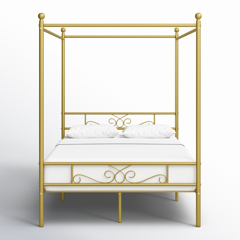 Alex-Jay Metal Canopy Bed, Full / Double, Gold