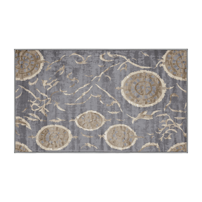 Tapis gris lavable à la machine, Rectangle 4 pi x 6 pi