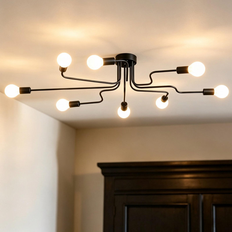 Plafonnier semi-encastré à 8 lumières