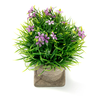 Mini arrangement de gazon artificiel et de fleurs