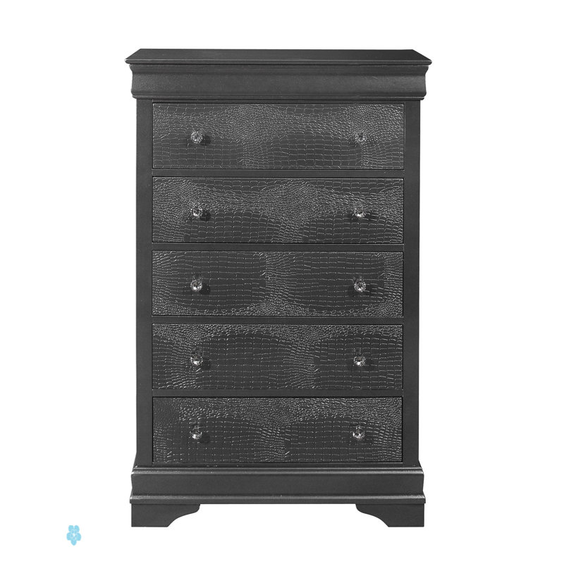 Commode en crocodile Shaker, Gris métallisé
