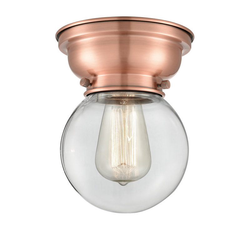 Plafonnier encastré en verre Lorri, Ampoule non incluse, Transparent, Cuivre antique
