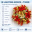 Couronne de Noël floquée rouge et or de 50 cm (20 pouces) avec 20 DEL, 8 fonctions et minuterie