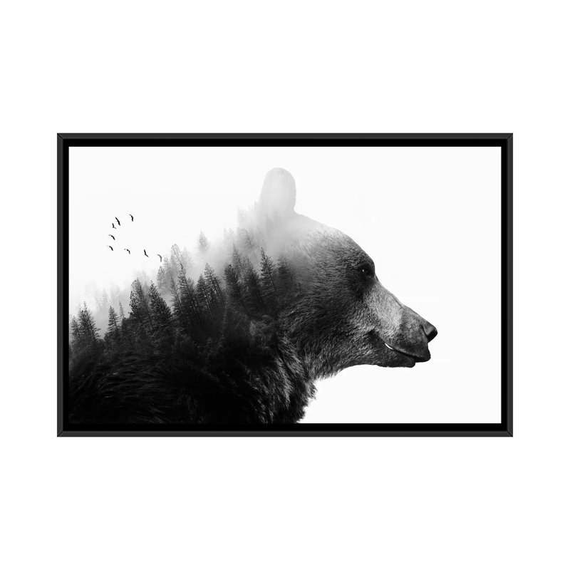 « big bear i », reproduction d’impression sur toile, H 18 po x l 26 po x P 1,5 po, Toile avec cadre noir, Pas de tapis