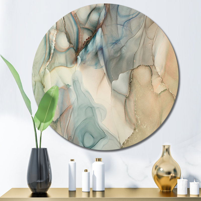 Gris Tender liquide Art I - art mural moderne en métal rond, H 23 po x l 23 po x P 1 po
