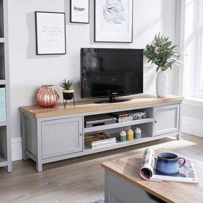 Avon 2 Door Large TV Two Tone Sonoma Oak-effect 36mm Top Stand Unit