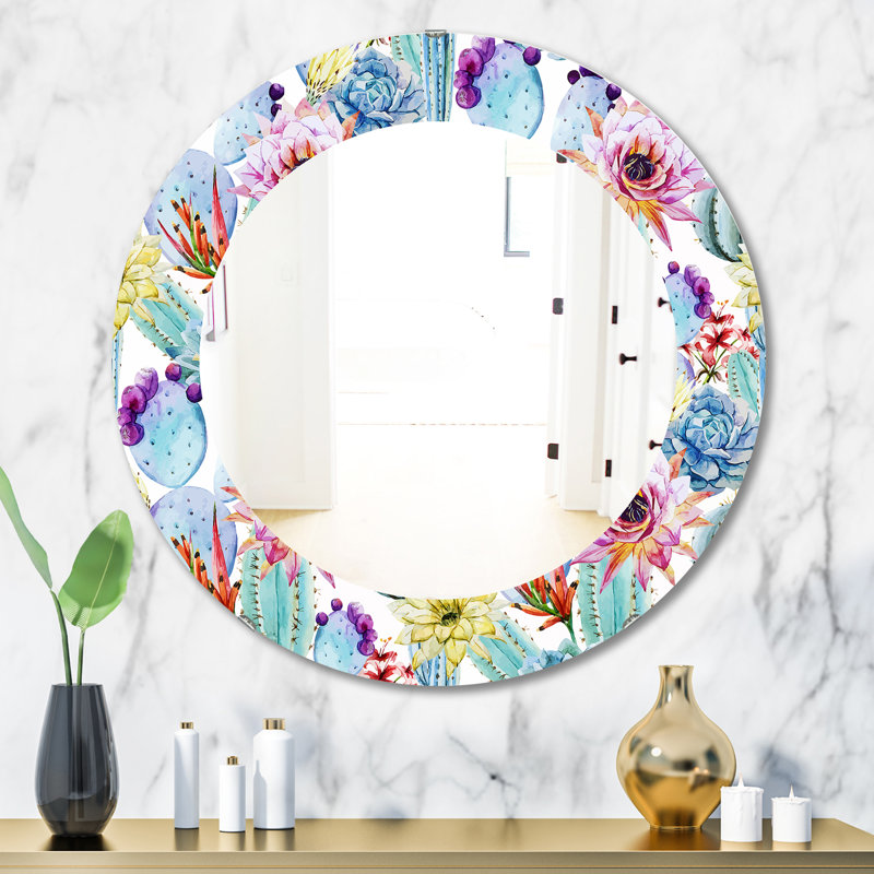 Miroir mural bohémien et éclectique, H 23,6 po x l 23,6 po