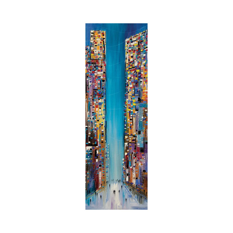 City Expression by Ekaterina Ermilkina - Panoramic Painting on Canvas, 30.48 cm H x 91.44 cm W x 1.91 cm D, Wrapped Canvas