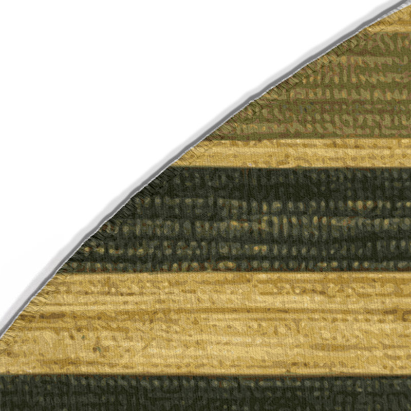 Tapis intérieur / extérieur brun HorizontalStripes, Rond 5 pi