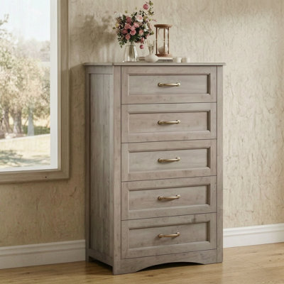 Ergica Wooden Dresser for Bedroom with 4 or 5 Drawers, Modern Design