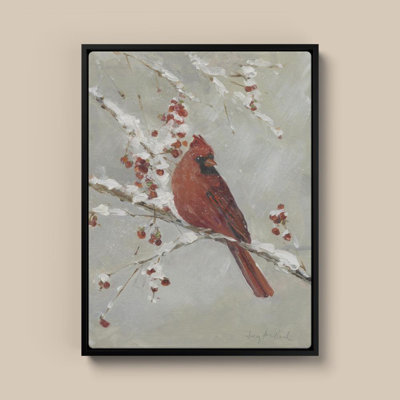 «Cardinal on Snowy Branch I» par Sally Swatland - impression sur toile