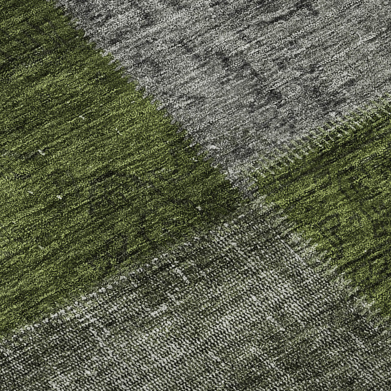 Premium Machine Washable Prisco Olive Rug, Rectangle 1'8" x 2'6"
