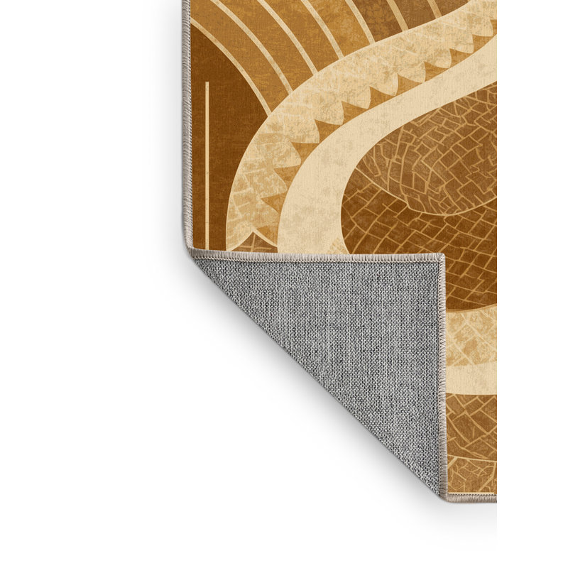 Tapis art déco lavable à la machine Pantelia Naga - brun, 8 x 10