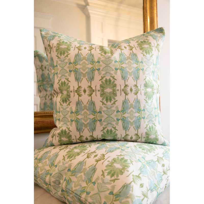 Wildflowers I Small Repeat Luxury Throw Pillow, Blue/Sage Green Floral, 22"H x 22"W