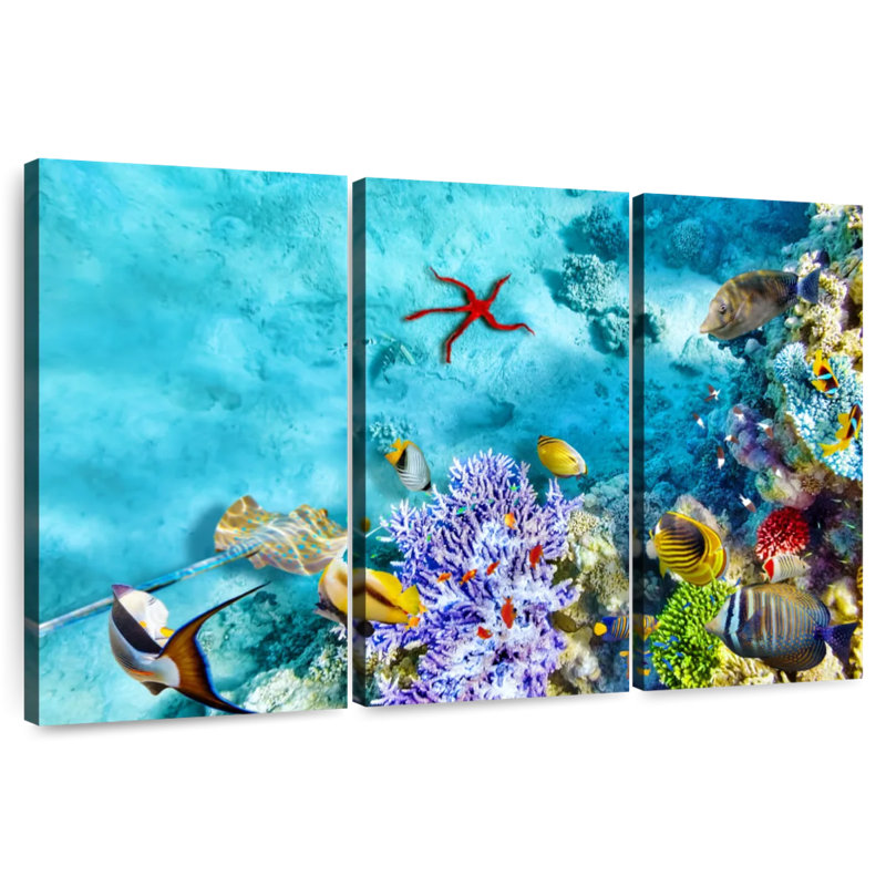 Scène de vie sous l'eau, H 36 po x l 57 po