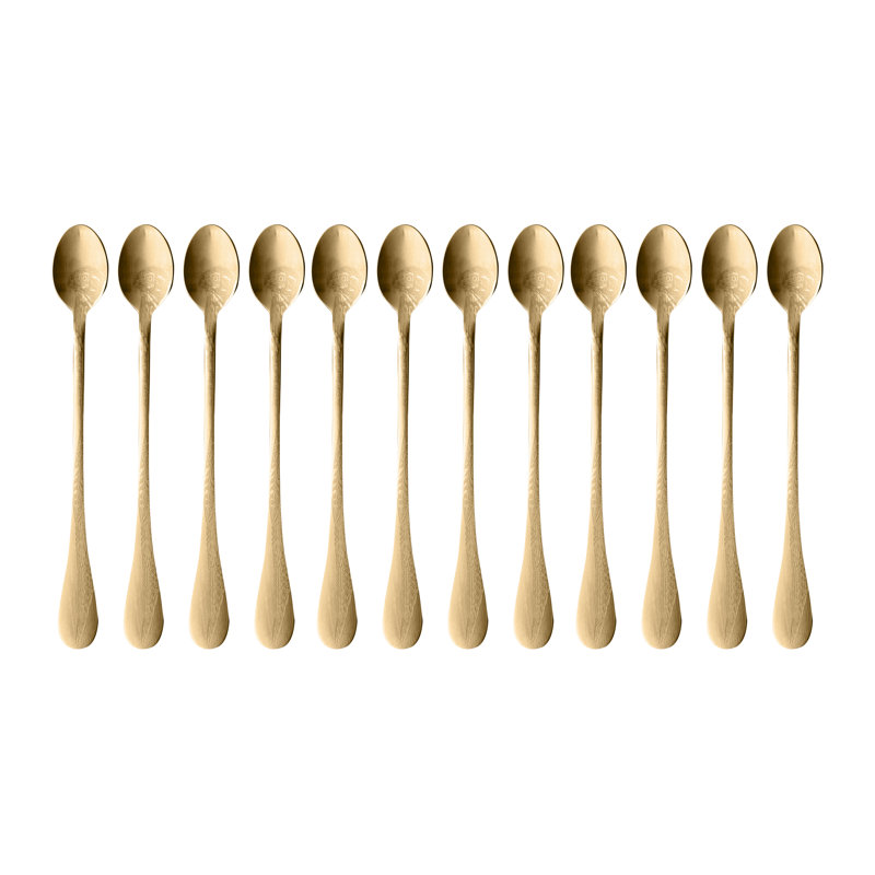 Caccia Stainless Steel Iced Beverage Spoon, Ice Gold