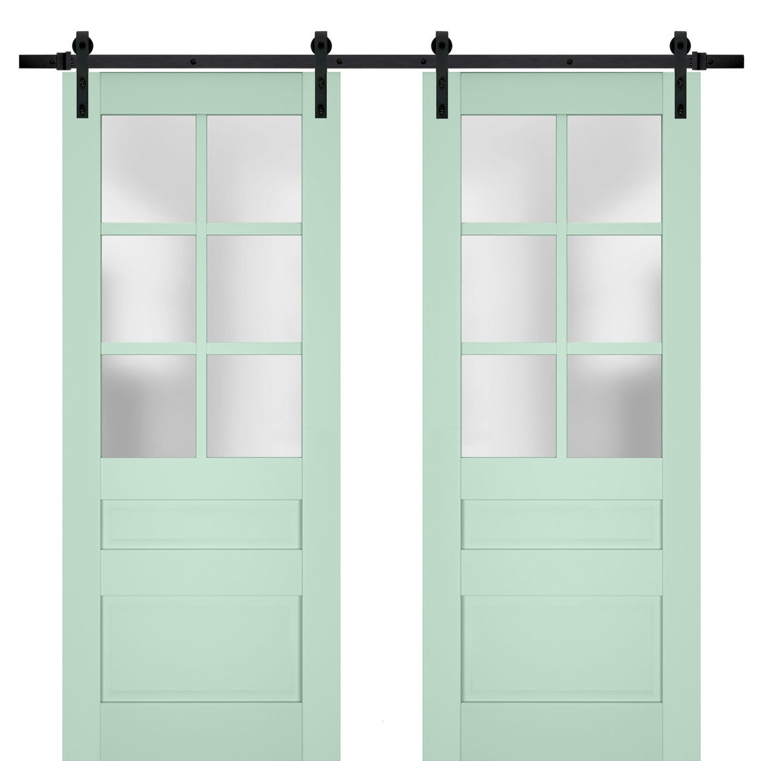 Veregio Frosted Glass Paneled Wood Barn Doors SARTODOORS 