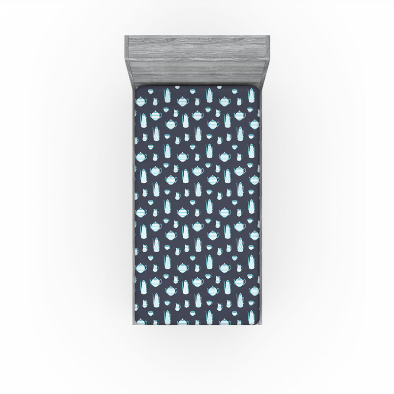 Ensemble de 2 draps-housses Ambesonne Tea Party, Drap-housse pour lit simple