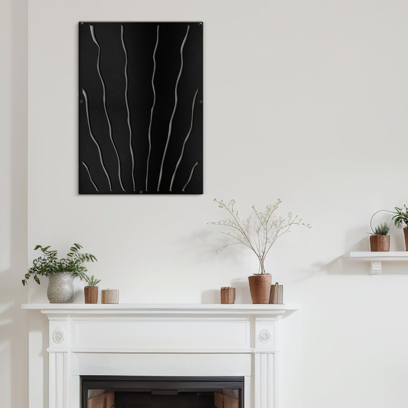 Zèbre à rayures minimaliste moderne abstrait décoratif mural, décoration suspendue, décoration murale en métal, Noir