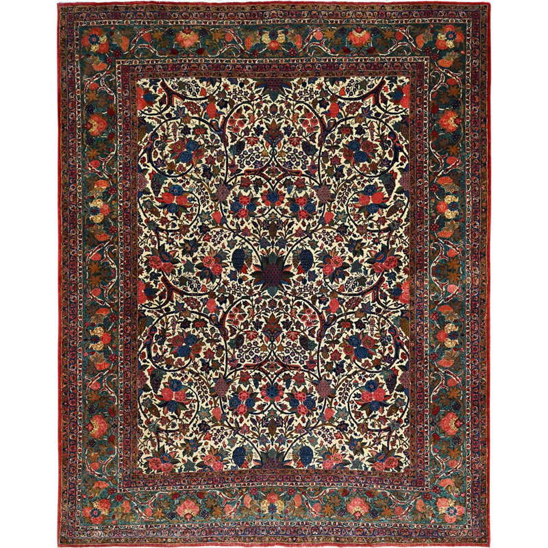 One-of-a-Kind 10'3" X 13'5" 1960s Wool Area Rug Ivory