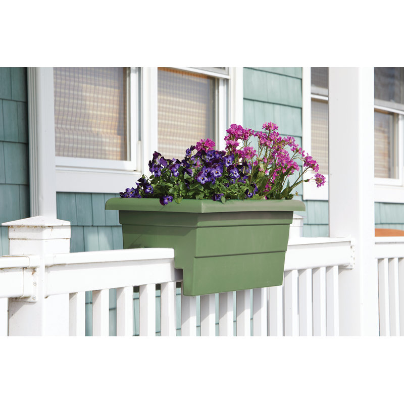 Kaysville Plastic Rectangular Railing Planter, Sage