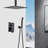 Matte Black Ceiling Mounted Shower System - Handheld And 12" Head Natural Rainfall Mimic Self-Cleaning Discharge Brass Made Article Simulation Outlet Item-124646414