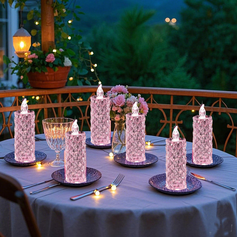 Bougies sans flamme à DEL Rose Shadow, 6PCS, bougies romantiques à piles, bougies à pilier pour les décorations de mariage romantique de la Saint-Valentin