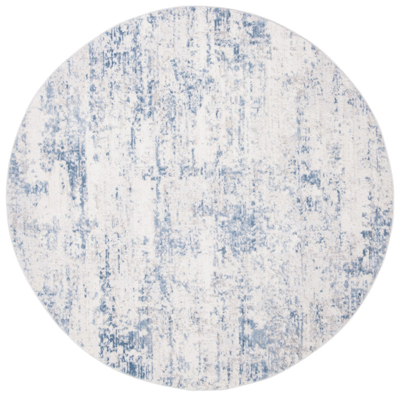 Tapis abstrait Grandview 700 Performance, Rond 5 pi 3 po, Light Blue/Ivory