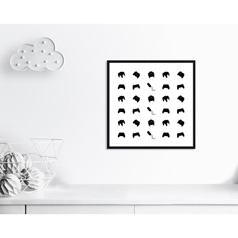 Imprimé papier à motif de joueur, H 27,5 po x l 27,5 po x P 1,19 po, Encadré de boîte noir