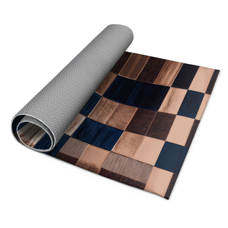Tapis intérieur / extérieur mauve à carreaux, Rectangulaire 2 pi x 3 pi