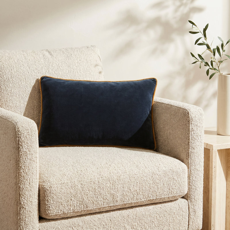 Amory Cotton Throw Pillow, Down, Navy