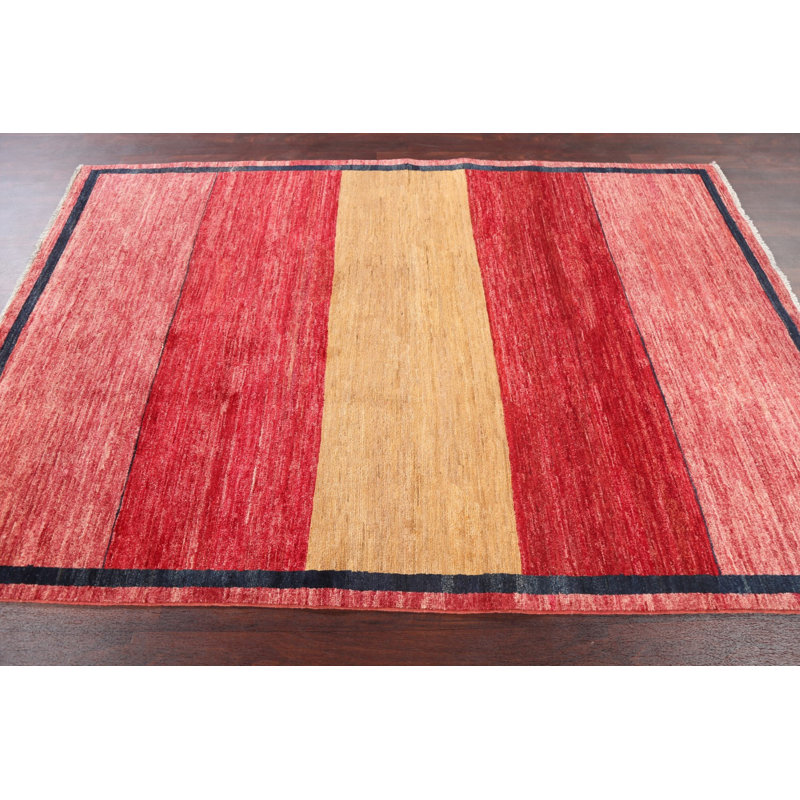Tapis oriental rayé Gabbeh 5 x 8