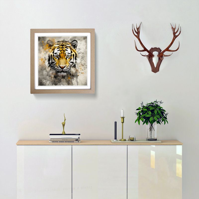 Tiger - Framed Print, Oak
