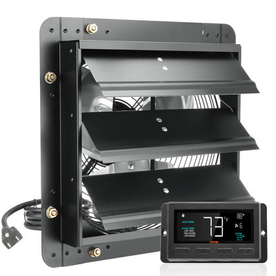 Ventilateur d'extraction à volets, 30 cm (12 po) avec régulateur de température et d'humidité, 940 pi³/min (26 m³/min), ventilateur mural de grenier à 10 vitesses réglables, moteur EC, ventilation et refroidissement pour serres, garages, remises, homologué ETL