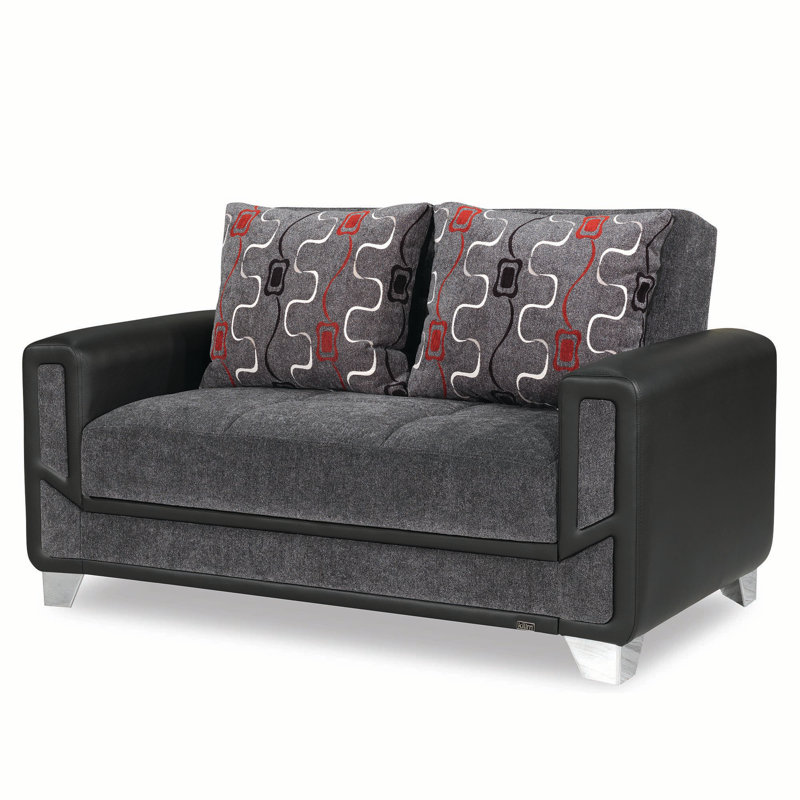 PrimeNest Daceyville Collection Upholstered Convertible Loveseat with Storage