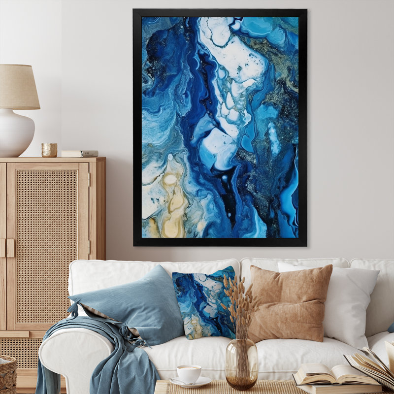 Blue Gray Ethereal Elixir II, 44" H x 34" W x 1.5" D, Black Single Picture Framed