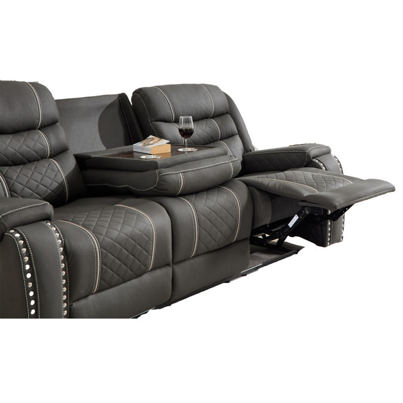 Fauteuils inclinables confortables en microfibre, ensemble de canapé moderne noir pour le salon
