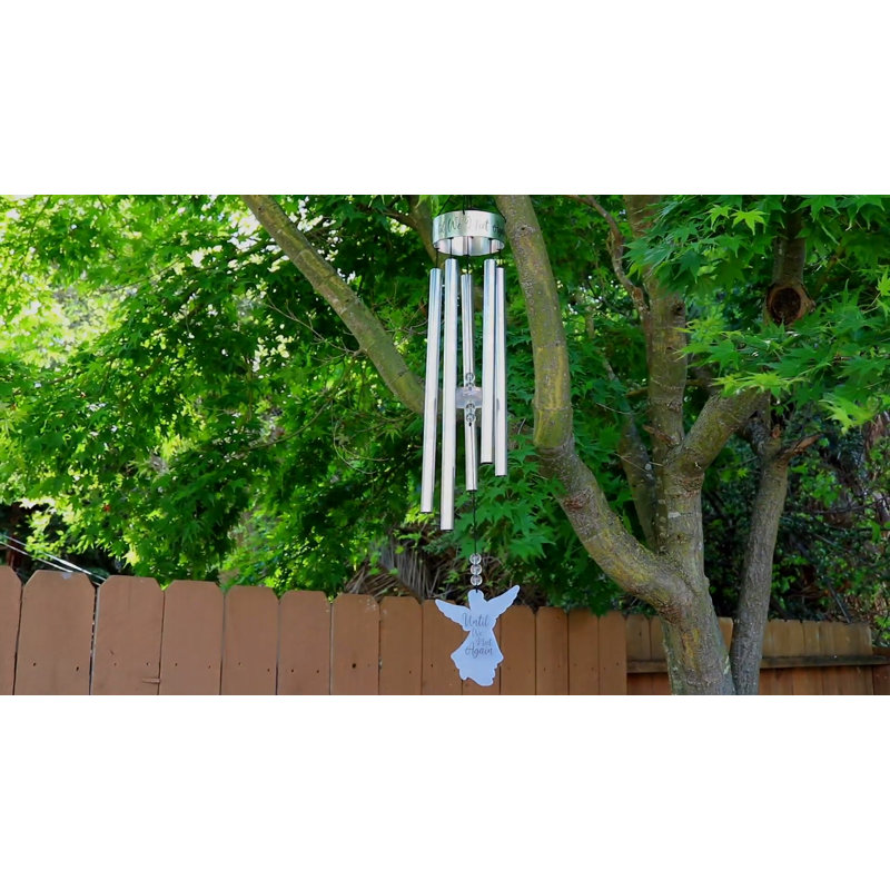 32" Silver Angel Sentiment Wind Chime with Aluminum Tubes