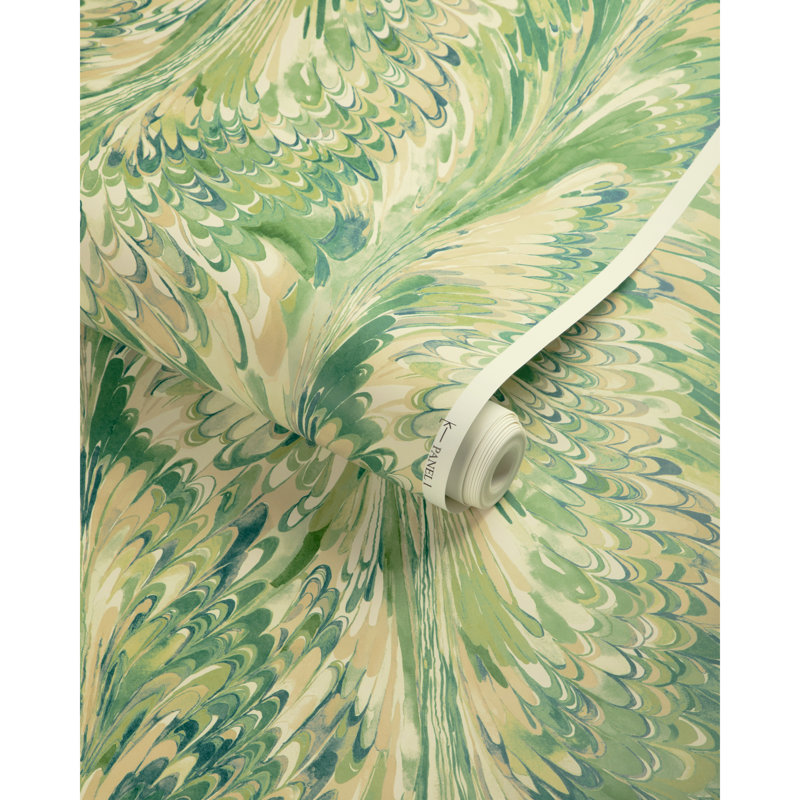 Garden Walk Taplow Abstract Pulp Blend Border, Jade/Leaf