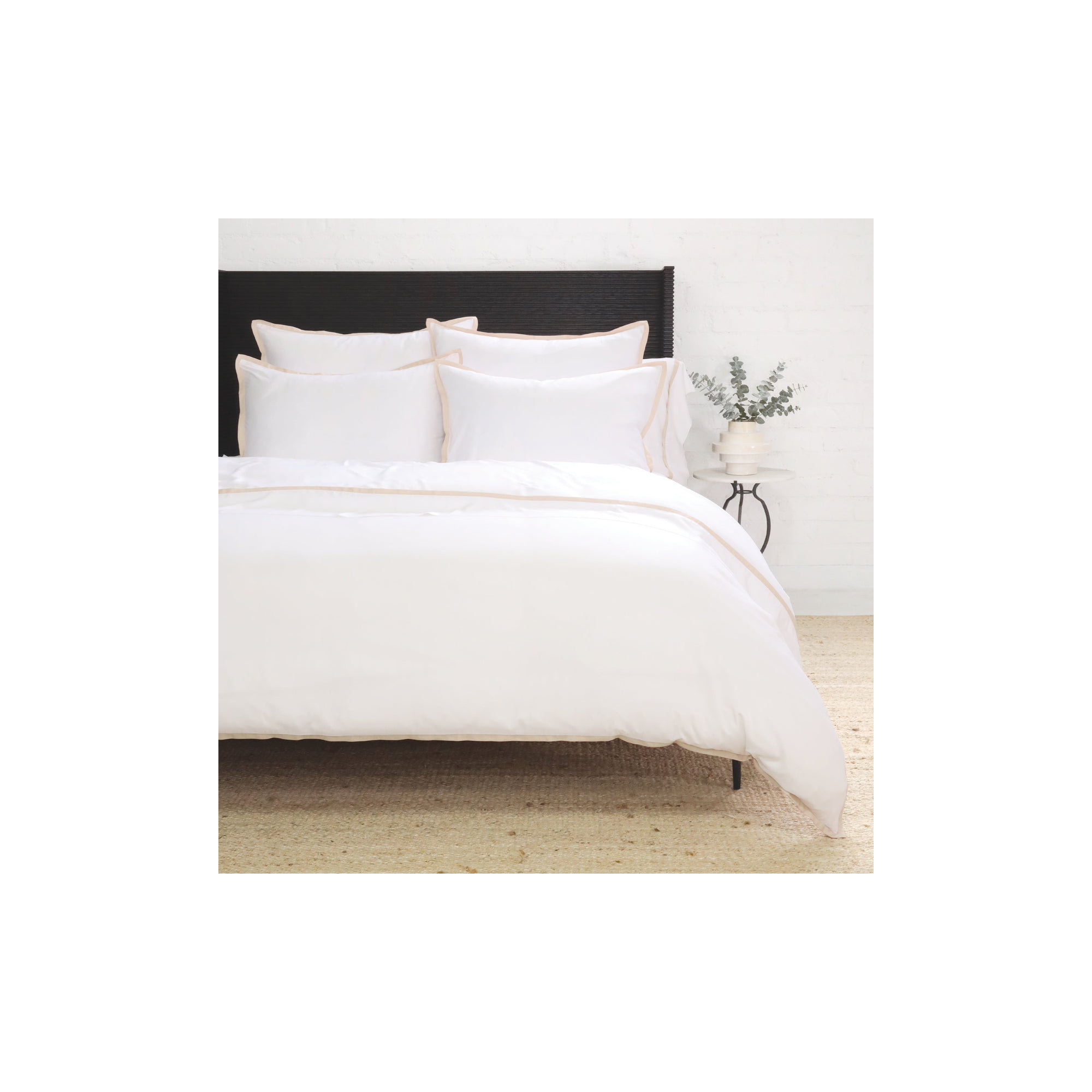 Langston Sateen Pillow Sham, White/Sand