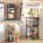 Rolling Kitchen Microwave Cart, 4 Tier Microwave Table Stand Wit...
