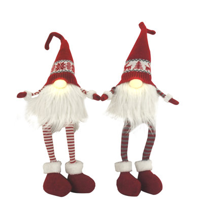 31.5 in. Illuminated Fabric Gnome Shelf Sitters