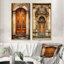 "Vieille porte en bois avec sculptures à Paris, France", 2 pièces sur toile