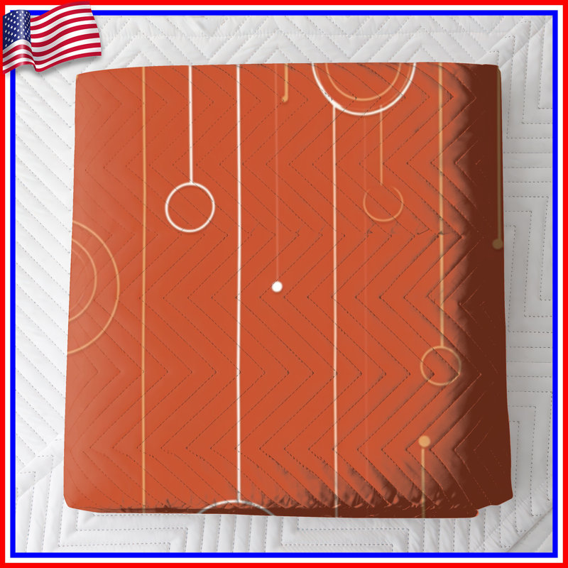 Couvre-lit matelassé de toutes les tailles, Ensemble de courtepointe simple, Orange Geometric