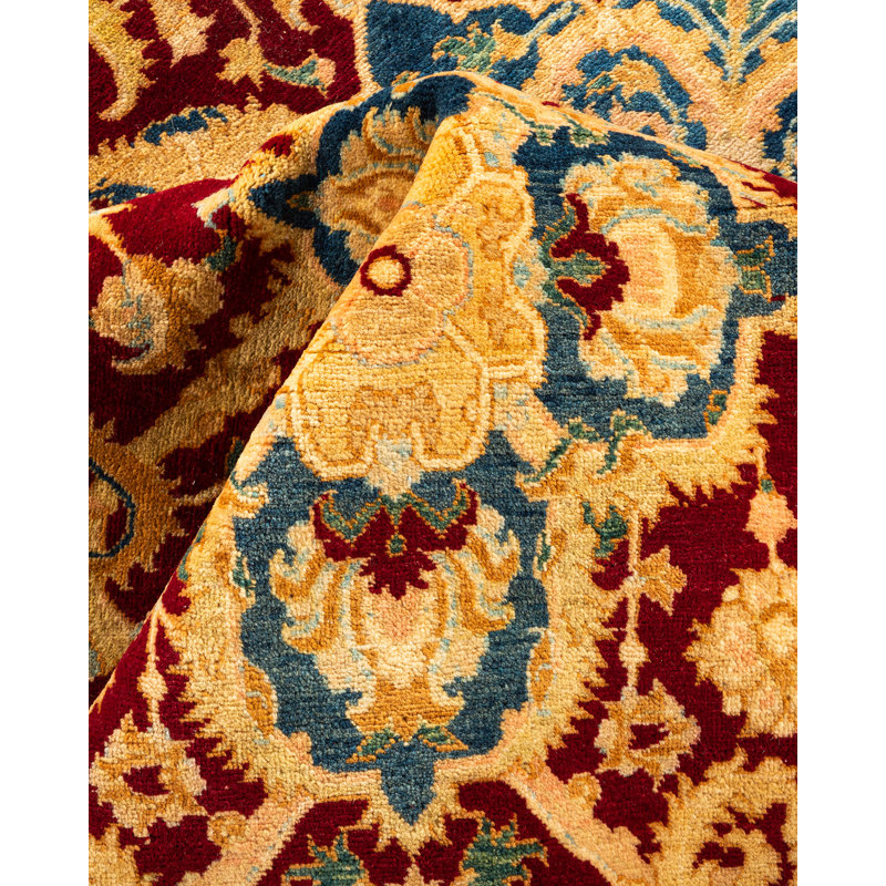 Tapis unique noué à la main 8 pi 1 po x 10 pi 1 po Cheserfo - rouge