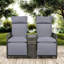 Ensemble de chaises longues inclinables pour 2 personnes avec rangement et coussins-1934183180