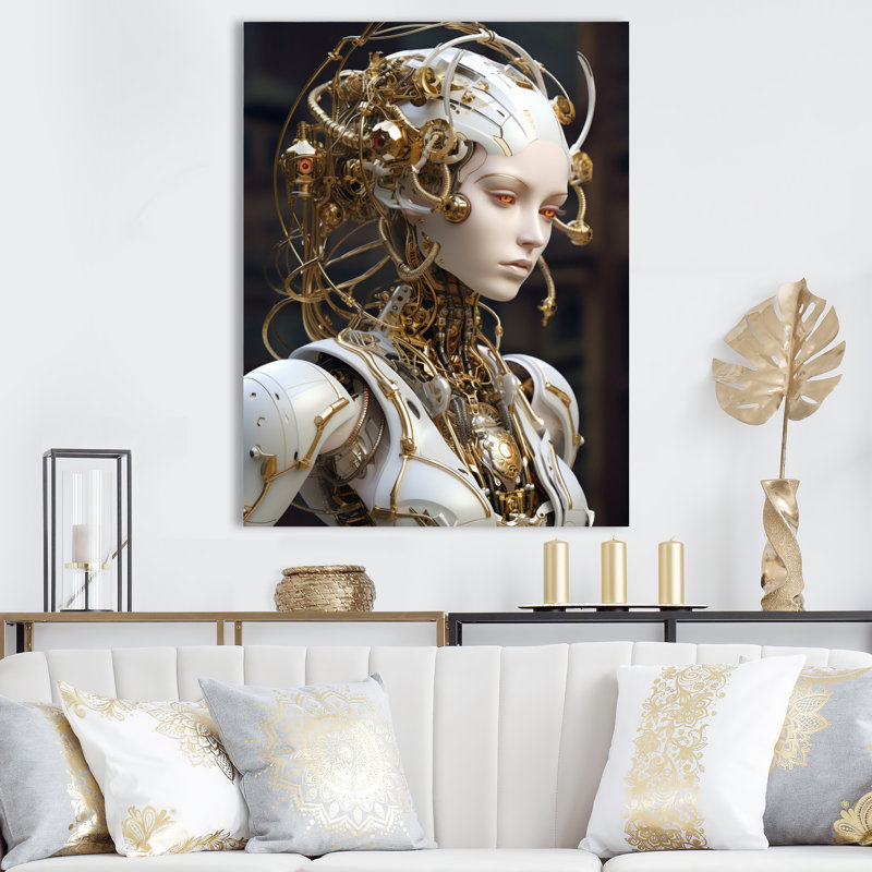 «Femelle robotique adversaire II», reproduction sur toile, H 40 po x l 30 po x P 1,5 po, Toile tendue
