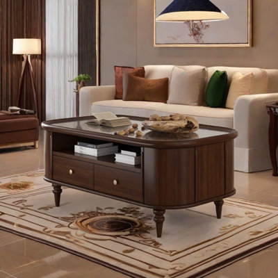 Solid wood coffee table with retro design