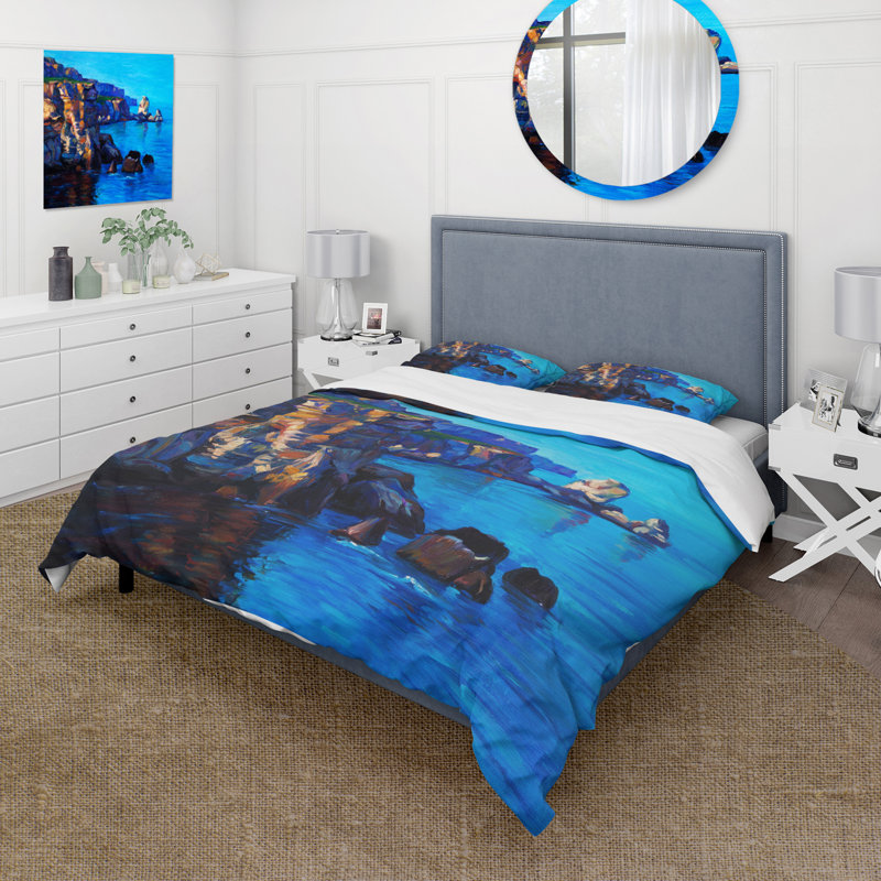 Ensemble de housse de couette en microfibre bleu / brun / noir mat, Housse de couette simple + 1 taie décorative stan